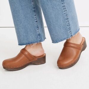 Madewell The Cecily Clog in Oiled Leather English Saddle Studs Comfy Boho Sz 10